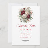 Elegante Goud Blush Burgundy Save The Date (Voorkant)