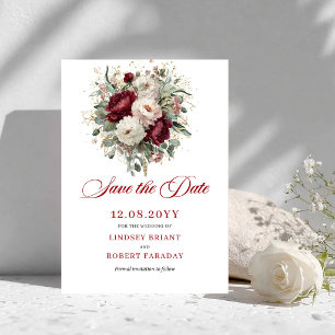 Elegante Goud Blush Burgundy Save The Date