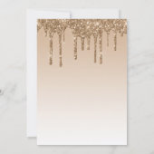 Elegante Goud Druppelende Glitter Script Bruiloft Kaart (Achterkant)