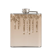 Elegante Goud Druppelende Nep Glitter Monogram Heupfles (Achterkant)