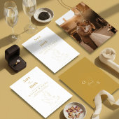 Elegante goud duif save the date kaart
