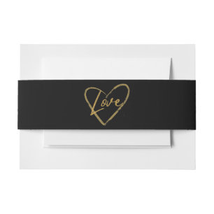 Elegante Goud en Coppertone Folie Liefde Zwart Uitnodigingen Wikkel
