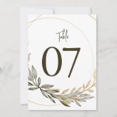 Elegante Goud en Groen Trouwtafelnummers (Voorkant)