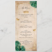 Elegante Goud en Groene Rozen Aquarel Bloemen Menu (Voorkant)