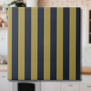 Elegante goud- en marineblauwe verticale strepen tegeltje