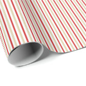 Elegante goud-en-rode-candy-cane-streeppatroon cadeaupapier (Rol Hoek)
