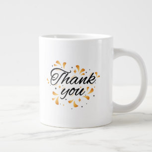 Elegante Goud en Zwarte Dank Je Wel Esthetiek Grote Koffiekop