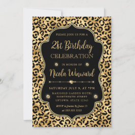 Elegante goud en zwarte luipaardprint verjaardagsf kaart
