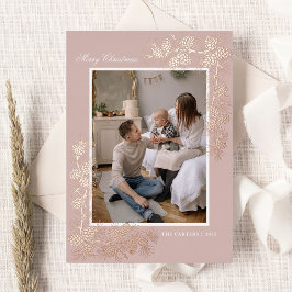 Elegante goud folie 2 foto kerst vakantiekaart uitnodiging