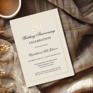 Elegante goud folie 50ste huwelijksjubileum feestdagenkaart