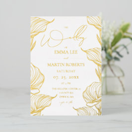 Elegante goud folie bloemen botanische moderne tro uitnodiging