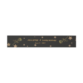 Elegante Goud Folie Bloemrijke Monogram Trouw Uitn Uitnodigingen Wikkel