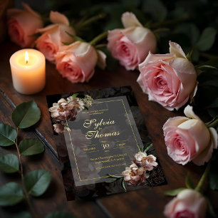 Elegante Goud Folie Botanische Bruiloft Uitnodiging