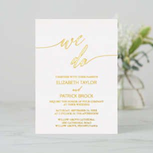 Elegante Goud Folie Calligrafie Wij Doen Huwelijk Uitnodiging