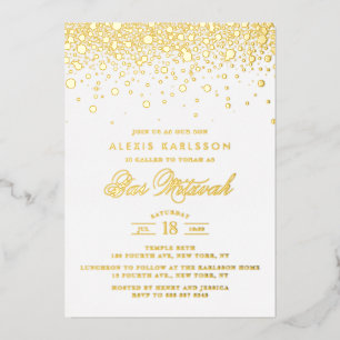 Elegante Goud Folie Confetti Stippen Bar Mitzvah Uitnodiging