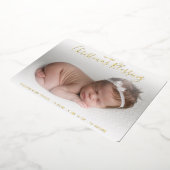 Elegante goud folie foto vakantie geboorteaankondi folie feestdagenkaart (Gedraaid)