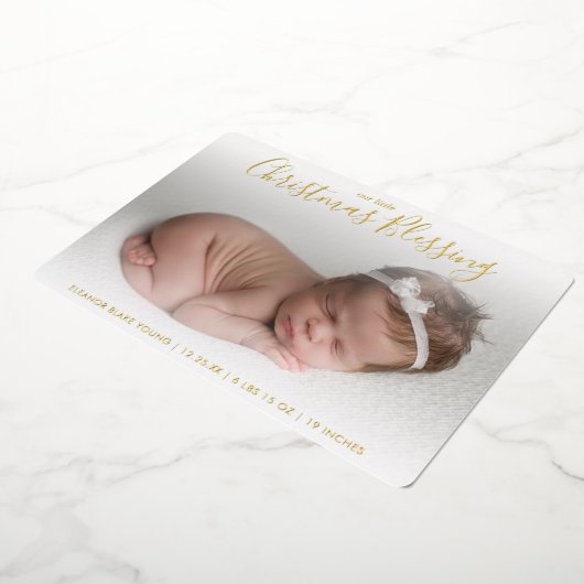 Elegante goud folie foto vakantie geboorteaankondi folie feestdagenkaart (Gedraaid)