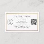 Elegante Goud Folie Frame Minimaal Logo QR Code Visitekaartje (Achterkant)