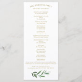 Elegante goud folie groene huwelijksprogramma's programmakaart (Achterkant)