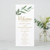 Elegante goud folie groene huwelijksprogramma's programmakaart (Staand voorkant)