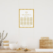 Elegante goud folie hart frame trouwzaal plattegro poster (Keuken)