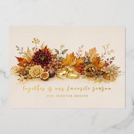 Elegante Goud Folie Herfst Oogst Bruiloft Uitnodiging