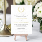 Elegante goud folie krans blad monogram bruiloft uitnodiging