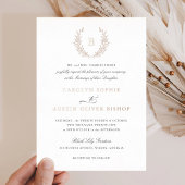 Elegante goud folie krans blad monogram bruiloft uitnodiging