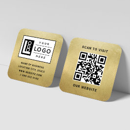 Elegante goud-folie logo QR-code website Vierkante Visitekaartje