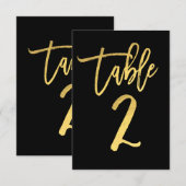Elegante goud folie moderne script tafel nummer 2 kaart (Voorkant / Achterkant)