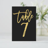 Elegante goud folie moderne script tafelnummer 7 (Staand voorkant)