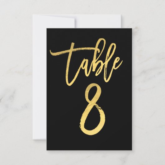 Elegante goud folie moderne script tafelnummer 8 (Voorkant)