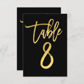 Elegante goud folie moderne script tafelnummer 8 (Voorkant / Achterkant)