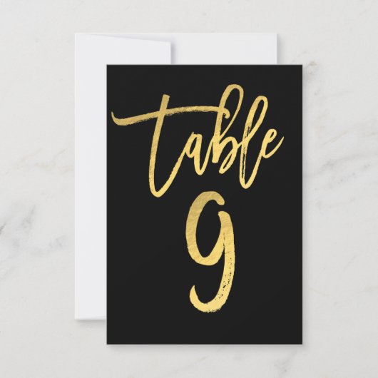 Elegante goud folie moderne script tafelnummer 9 (Voorkant)