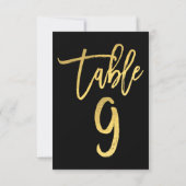 Elegante goud folie moderne script tafelnummer 9 (Achterkant)