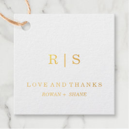 Elegante goud folie monogram favor tag