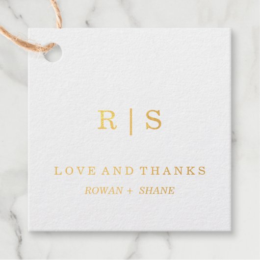 Elegante goud folie monogram favor tag (Voorkant)