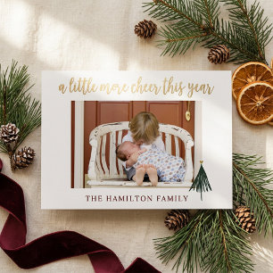Elegante goud-folie nieuwe baby foto kerstkaart folie feestdagenkaart