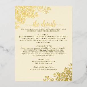 Elegante goud folie op crèmekleurige huwelijksdeta uitnodiging briefkaart
