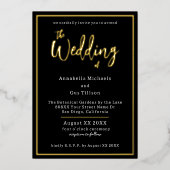 Elegante goud folie op zwarte trouw folie uitnodiging (Voorkant)