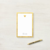 Elegante Goud Folie Rand Hart Modern Schrift Post-it® Notes (Op bureau)