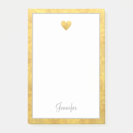 Elegante Goud Folie Rand Hart Modern Schrift Post-it® Notes (Voorkant)