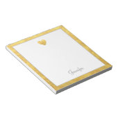 Elegante goud folie rand hart modern script notitieblok (Schuin)