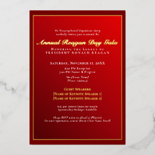 Elegante goud folie Reagan Day Gala Fondsenwerving Uitnodiging