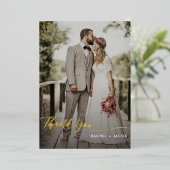 Elegante Goud Folie Script Eenvoudige 2-Foto Huwel Uitnodiging (Staand Voorkant)