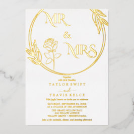 Elegante Goud Folie | Smaragd Mr. & Mrs. Trouwen Uitnodiging