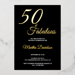 Elegante Goud Folie Vijftig en Fantastisch 50e Ver Uitnodiging