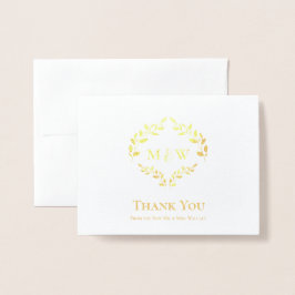 Elegante goud-foliemonogram trouwfoto op maat folie kaarten