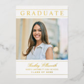 Elegante goud foto afstudeerfeest folie uitnodiging (Voorkant)
