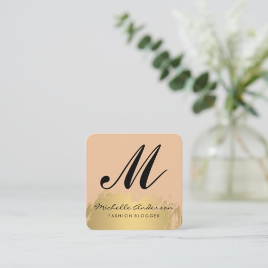 Elegante Goud Geborsteld | Fashionista Vierkante Visitekaartje (Staand voorkant)